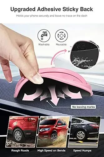 Loncaster Car Phone Holder, Turli xil asboblar paneli uchun avtomobil telefon o'rnatgichi silikon avtomobil yostig'i, iPhone, Samsung, pushti bilan mos keladigan sirpanmaydigan telefon stendi - LONCASTER (1)