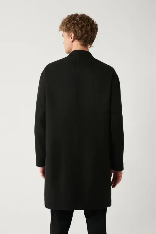 Long anthracite cashmere coat, single breasted, lined, comfort fit. - 3