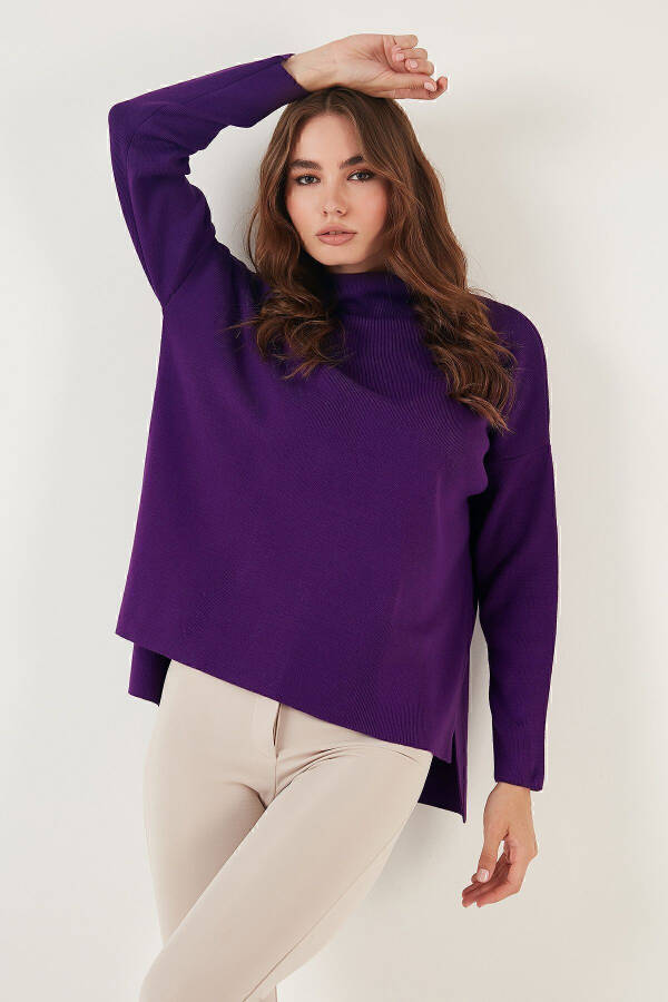 Long Back Crew Neck Fine Knit Sweater 4615002 - 12