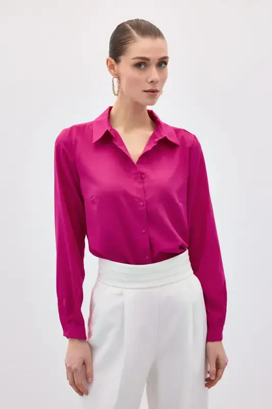 Long Back Shirt - Fuchsia - 2
