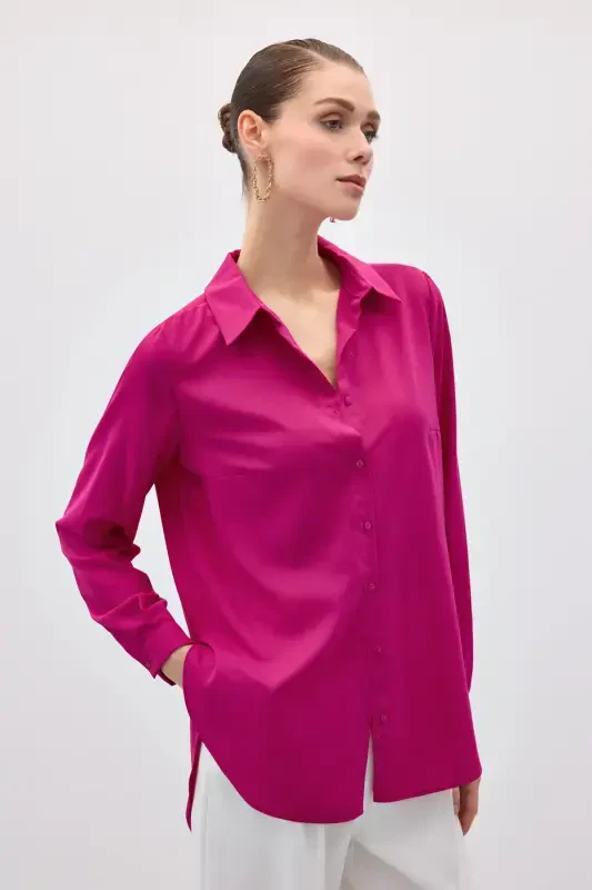 Long Back Shirt - Fuchsia - 3