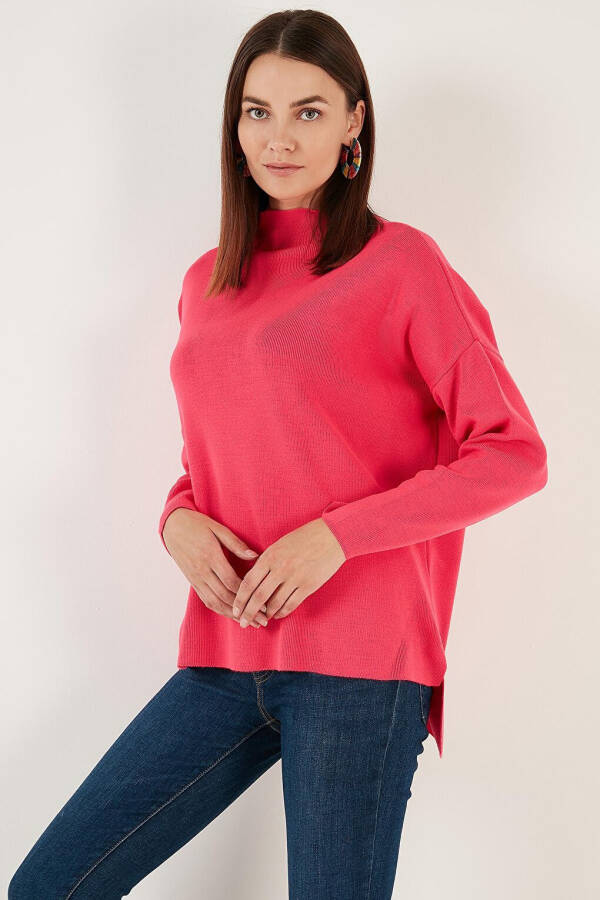 Long Back Stand Collar Slim Knit Sweater 4615002 - 13