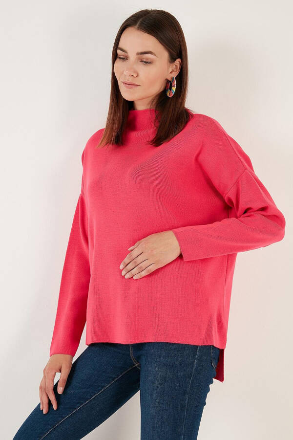 Long Back Stand Collar Slim Knit Sweater 4615002 - 16