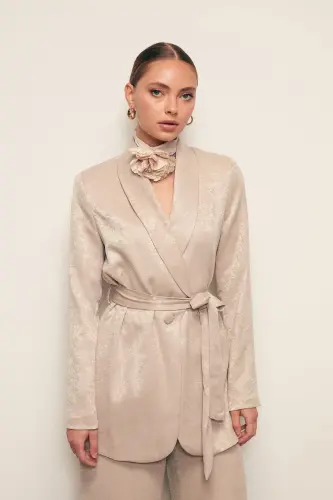 Long Belted Coat - BEIGE 