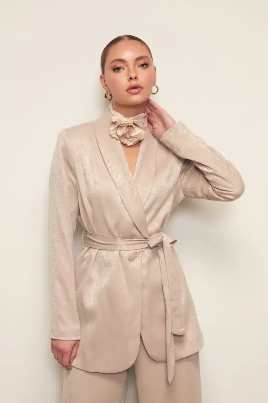 Long Belted Coat - BEIGE - 4