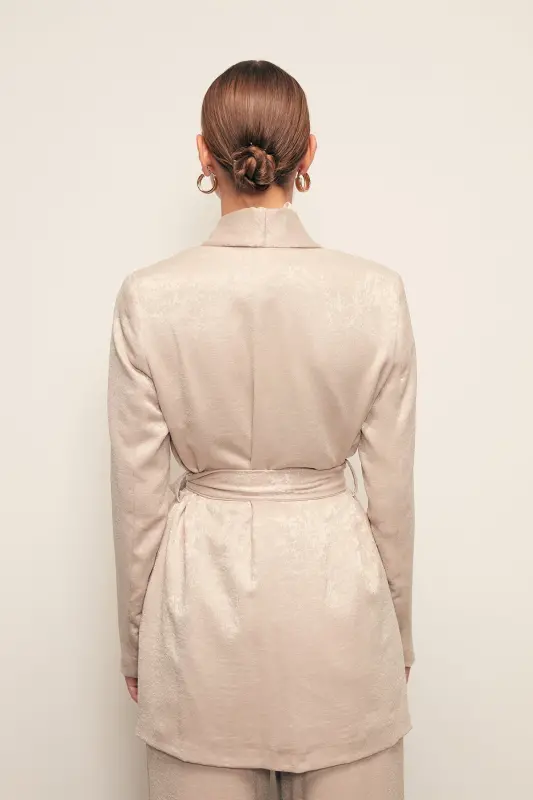 Long Belted Coat - BEIGE - 5