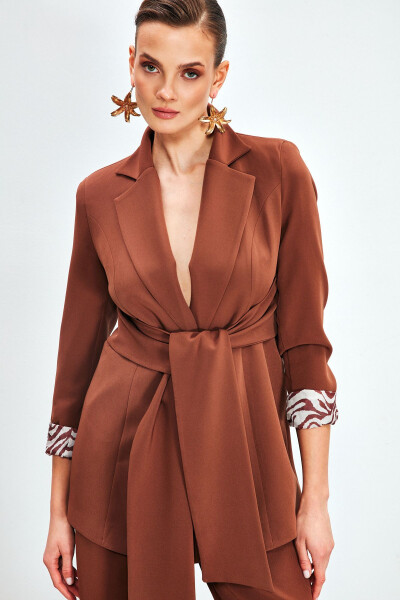 Long Belted Coat - COFFEE - 2