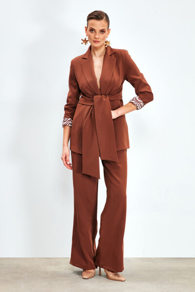 Long Belted Coat - COFFEE - 6