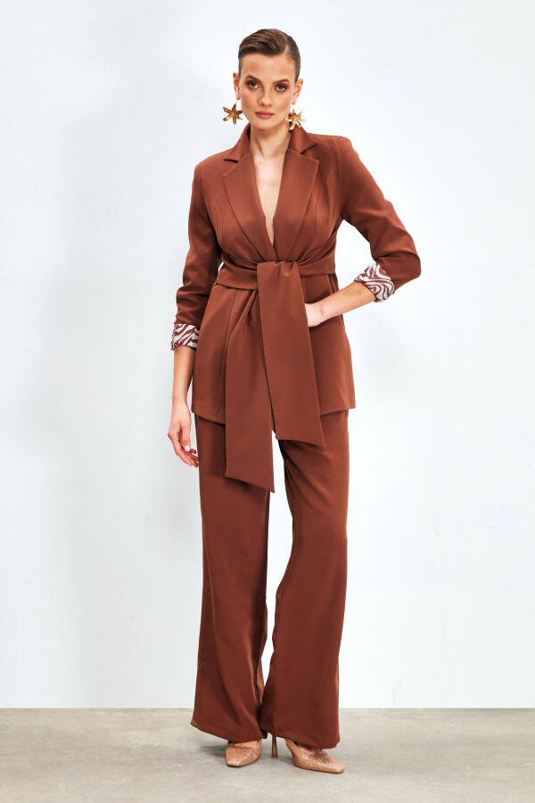 Long Belted Coat - COFFEE - 6