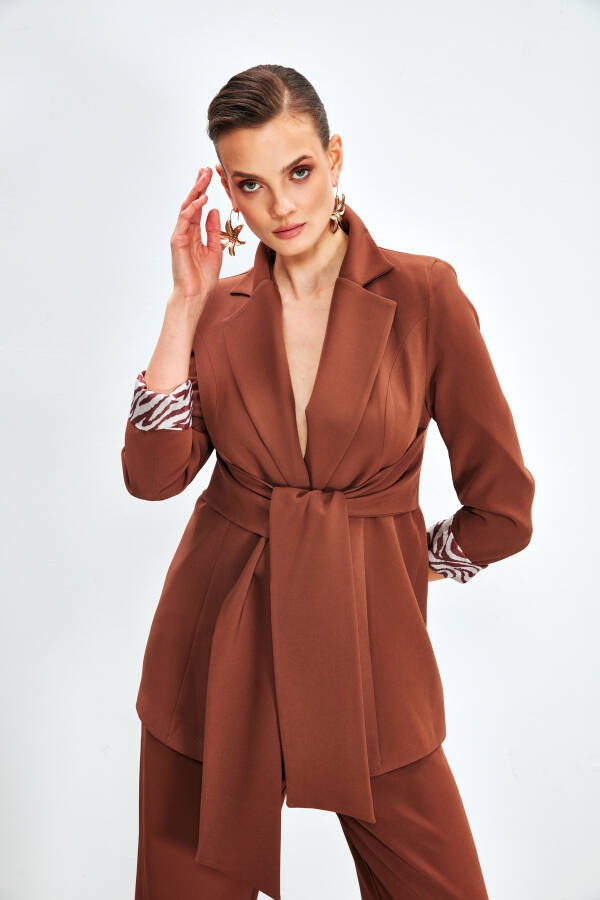 Long Belted Coat - COFFEE - 8