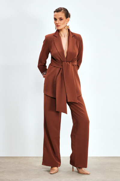 Long Belted Coat - COFFEE - 12