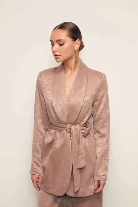 Long Belted Coat - VISON - SATEEN