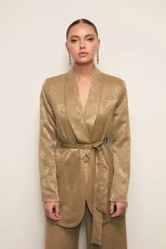 Long Belted Jacket - KHAKI - 1