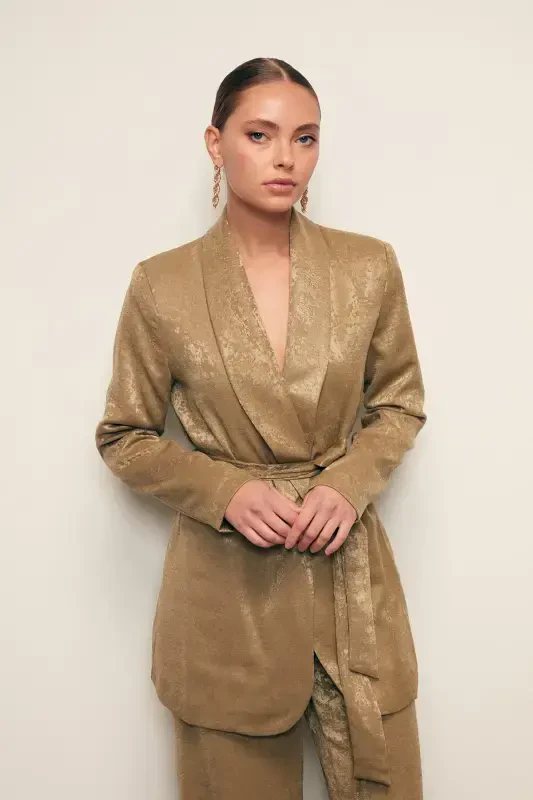 Long Belted Jacket - KHAKI - 3