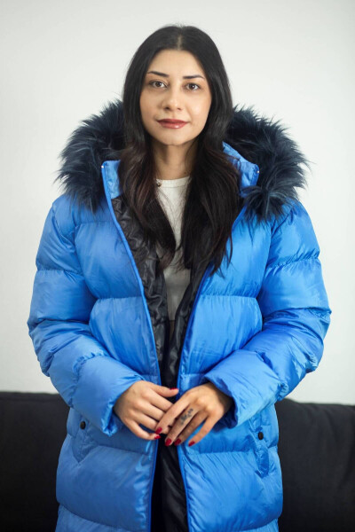 Long blue coat for women - 1