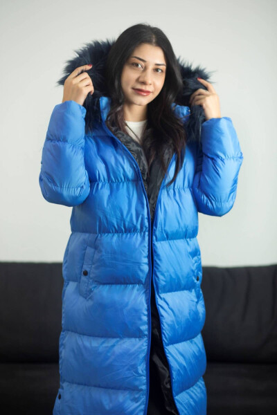 Long blue coat for women - 3