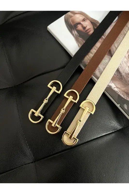 Long Buckle Thin Women's Belt, Jacket Belt, Shirt Belt, Dress Belt - 3