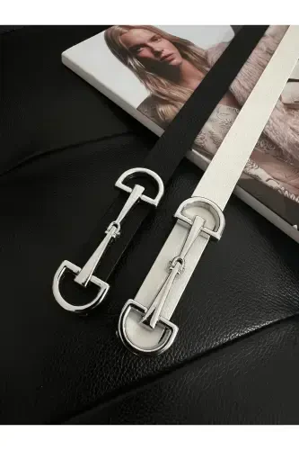 Long Buckle Thin Women's Belt, Jacket Belt, Shirt Belt, Dress Belt - FIORI (1)