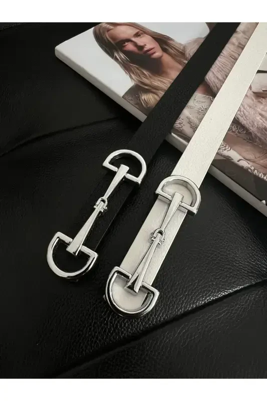 Long Buckle Thin Women's Belt, Jacket Belt, Shirt Belt, Dress Belt - 2