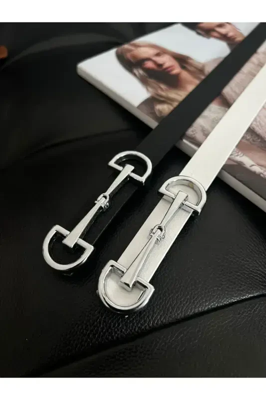 Long Buckle Thin Women's Belt, Jacket Belt, Shirt Belt, Dress Belt - 4