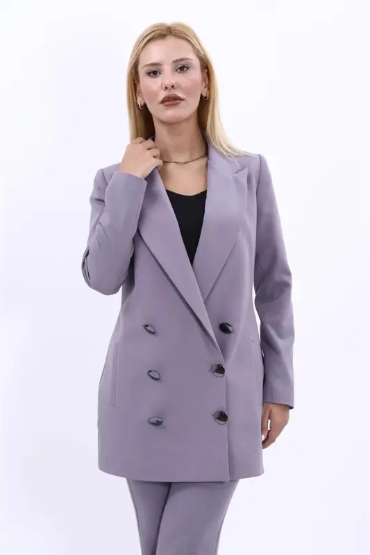Long Classic Blazer Jacket-Anthracite-Anthracite - 1