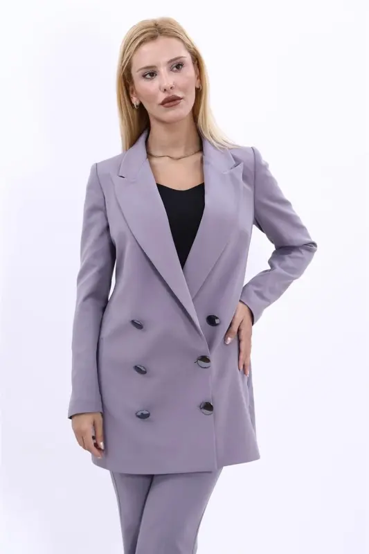 Long Classic Blazer Jacket-Anthracite-Anthracite - 2