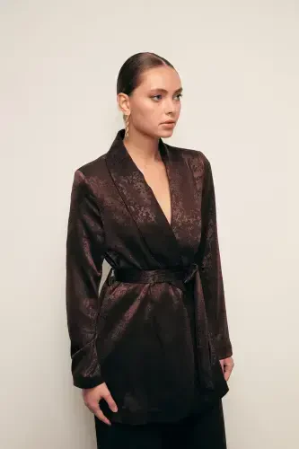 Long Coat with Belt - COFFEE - 4