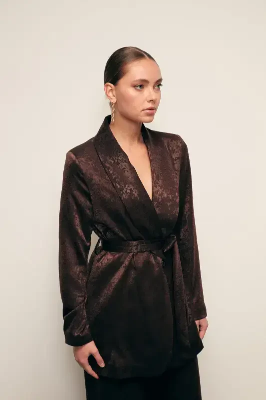 Long Coat with Belt - COFFEE - 4