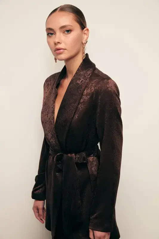 Long Coat with Belt - COFFEE - 6