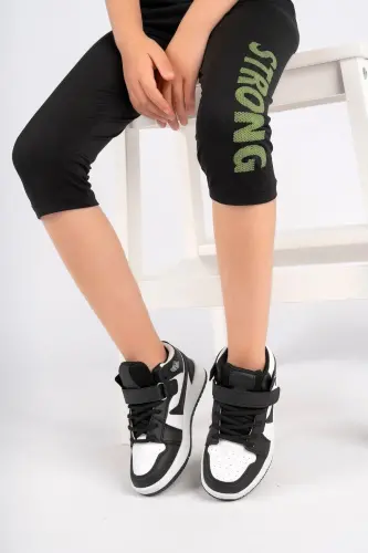 Long Cuff Unisex White Black Children's Sport Sneaker Shoes - 5