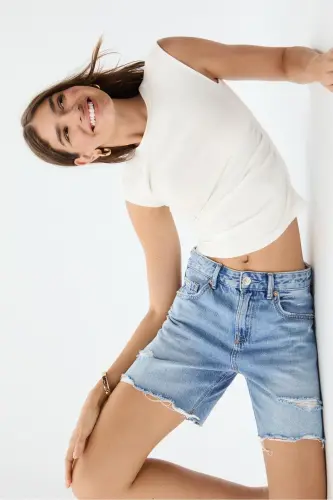 Long denim shorts 
