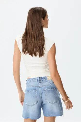 Long denim shorts - 5