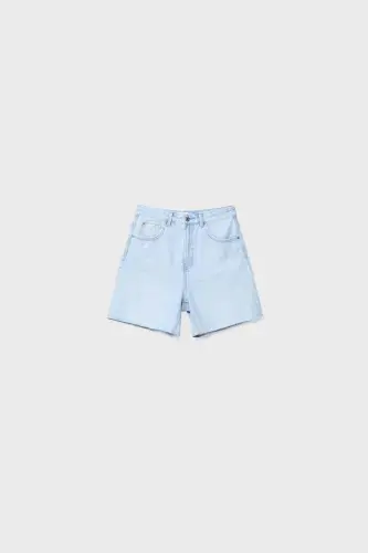 Long denim shorts - Medium light blue denim - 5
