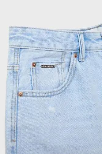 Long denim shorts - Medium light blue denim - 7