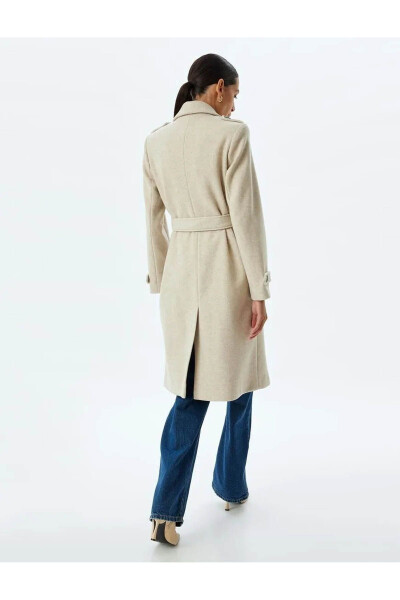 Long, double-breasted, pocket, belt detail relaxed fit cashmere coat. - 29