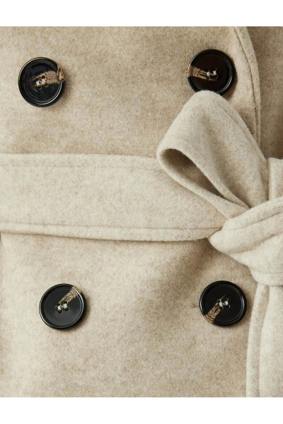 Long, double-breasted, pocket, belt detail relaxed fit cashmere coat. - 31