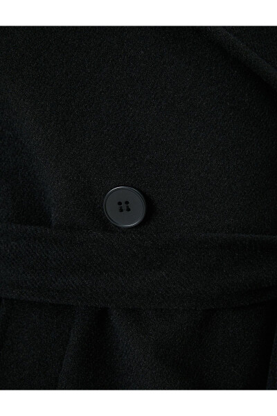 Long, double-breasted, pocketed, belted cashmere coat. - 6