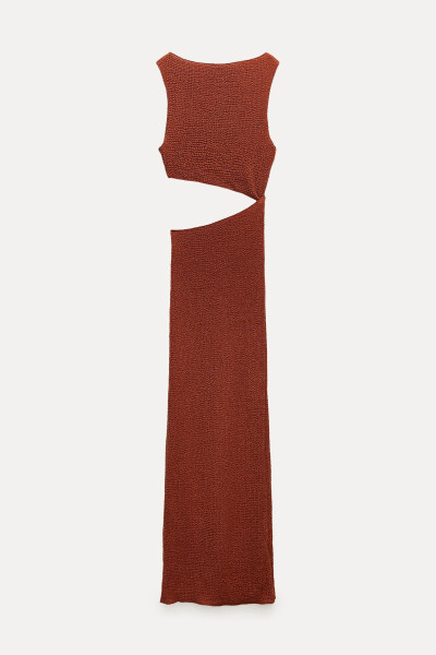 Long Dress with Decollete Detail Terracotta - 23