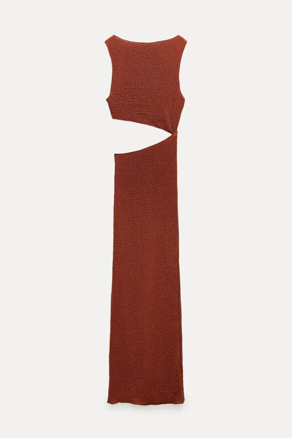 Long Dress with Decollete Detail Terracotta - 7