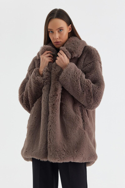 Long Faux Fur Coat Mink - 11