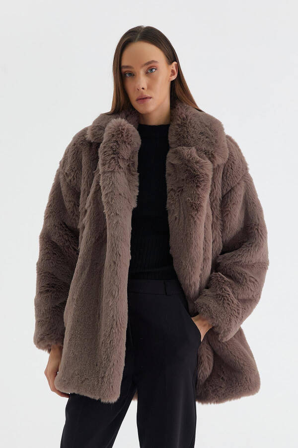 Long Faux Fur Coat Mink - 12