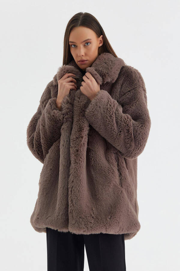 Long Faux Fur Coat Mink - 3