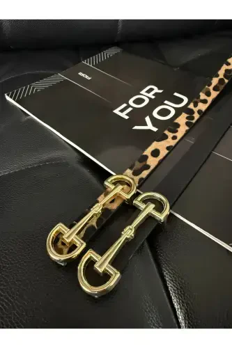 Long Gold Buckle Skinny Leopard Women Belt, Jacket Belt, Shirt Belt, Dress Belt-Black - FIORI (1)