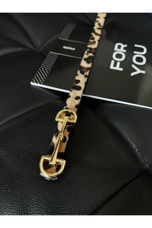 Long Gold Buckle Thin Leopard Women Belt, Jacket Belt, Shirt Belt, Dress Belt-Leopard - 2
