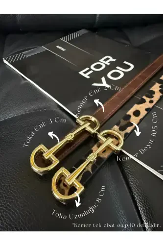 Long Gold Buckle Thin Leopard Women's Belt, Jacket Belt, Shirt Belt, Dress Belt-Bodo - 3