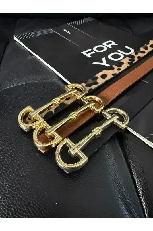 Long Gold Buckle Thin Women Belt, Jacket Belt, Shirt Belt, Dress Belt-Black - 2