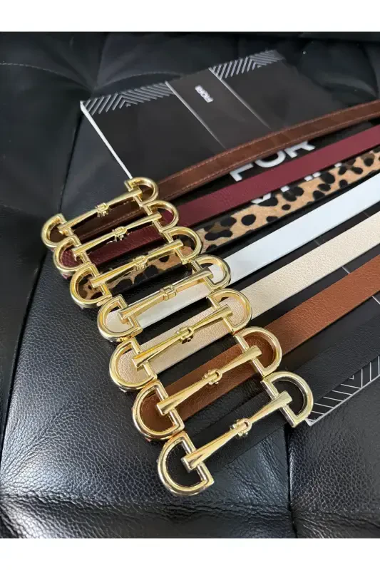 Long Gold Buckle Thin Women Belt, Jacket Belt, Shirt Belt, Dress Belt-Multicolor - 2
