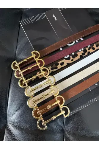 Long Gold Buckle Thin Women Belt, Jacket Belt, Shirt Belt, Dress Belt-Multicolor - 3