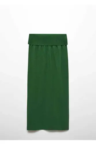 Long knit skirt-Green - 3