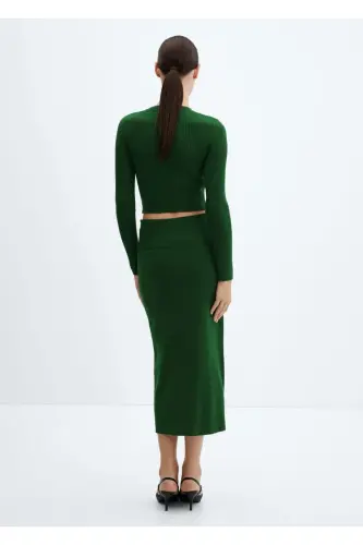 Long knit skirt-Green - 4